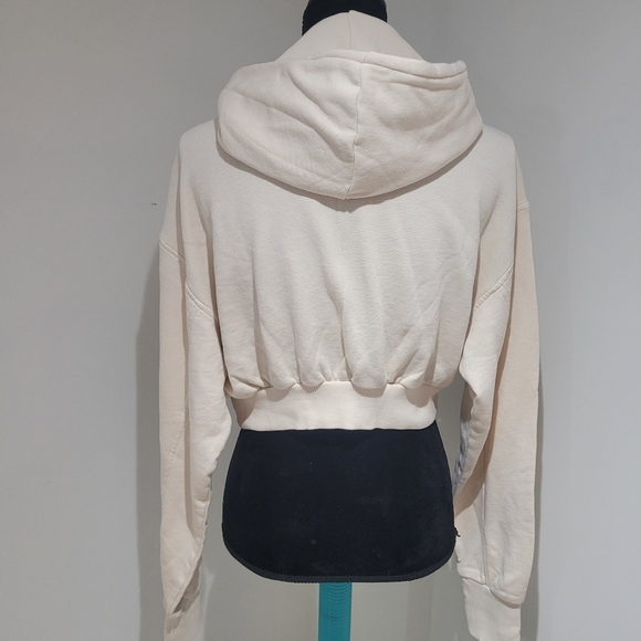 Reebok Women's Casual Cropped Hoodie Sweatshirt XS Cream Athleisure Sporty NEW - Picture 6 of 15